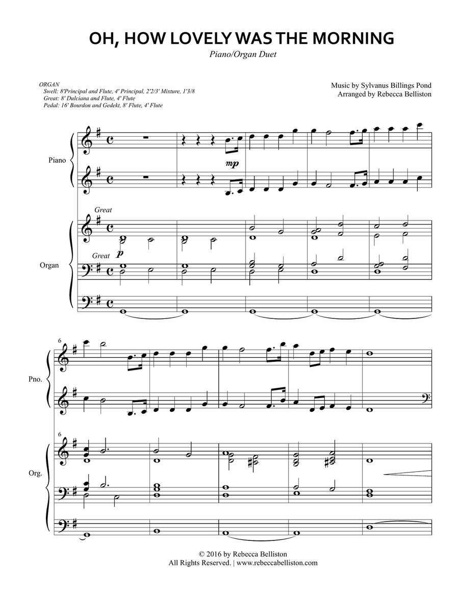 Oh, How Lovely Was the Morning/Joseph Smith's First Prayer (Piano/Organ Duet) Organ Accompaniment scores gallery preview page 1