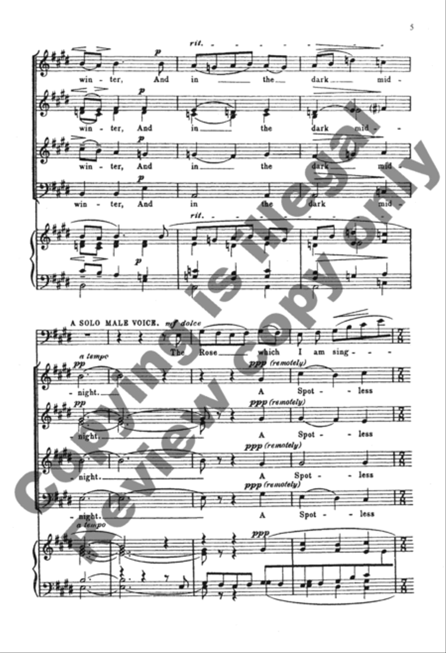 A Spotless Rose (Choral Score) 4-Part scores gallery preview page 4
