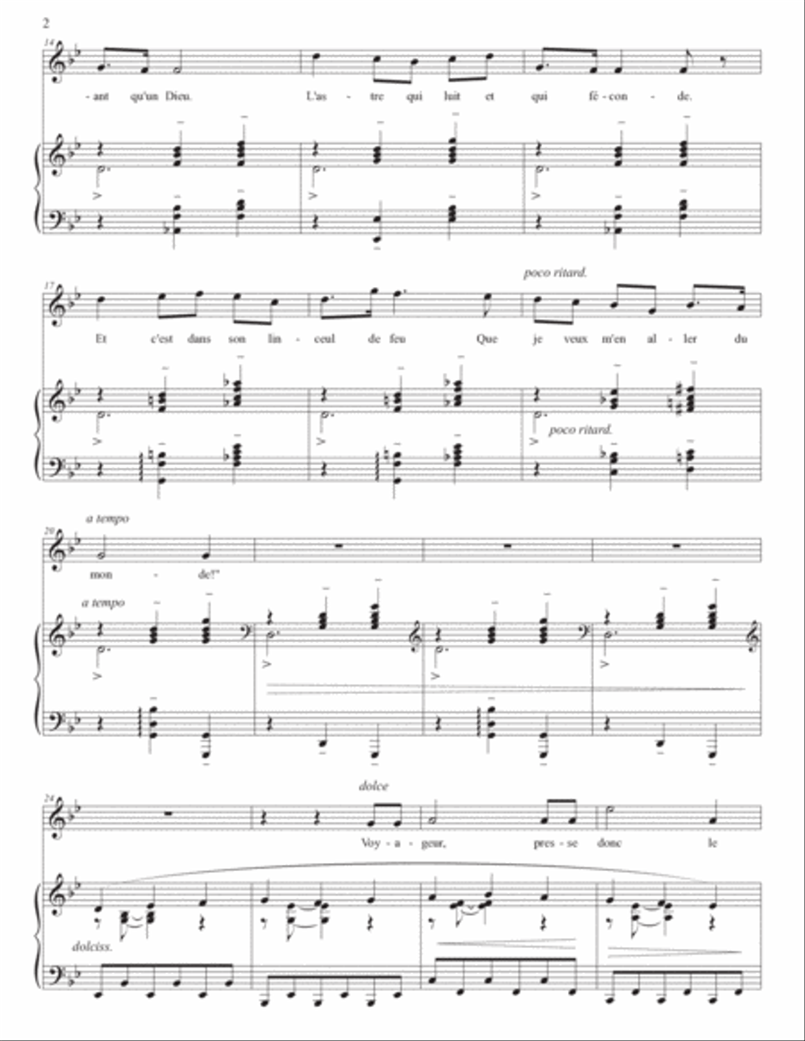 FAURÉ: Le voyageur, Op. 18 no. 2 (transposed to G minor) Voice scores gallery preview page 3