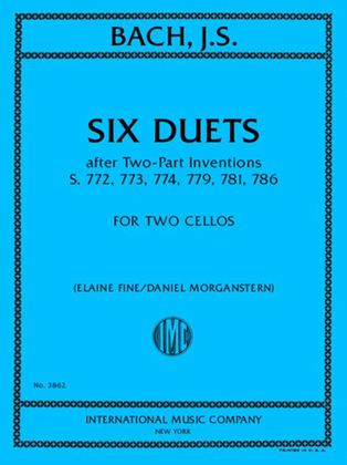 Book cover for Six Duets After Two-Part Inventions, S. 772, 773, 774, 779, 781, 786