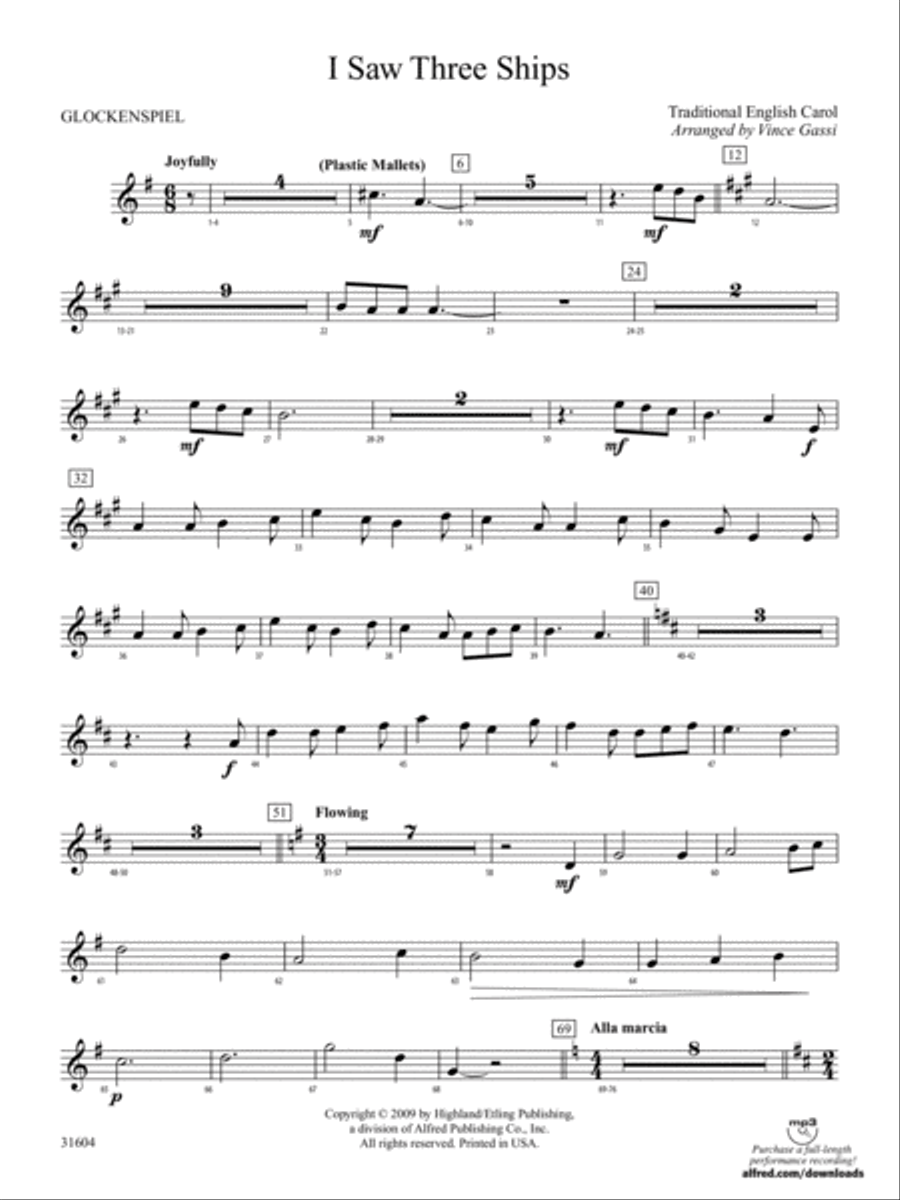 I Saw Three Ships: Bells String Orchestra scores gallery preview page 1