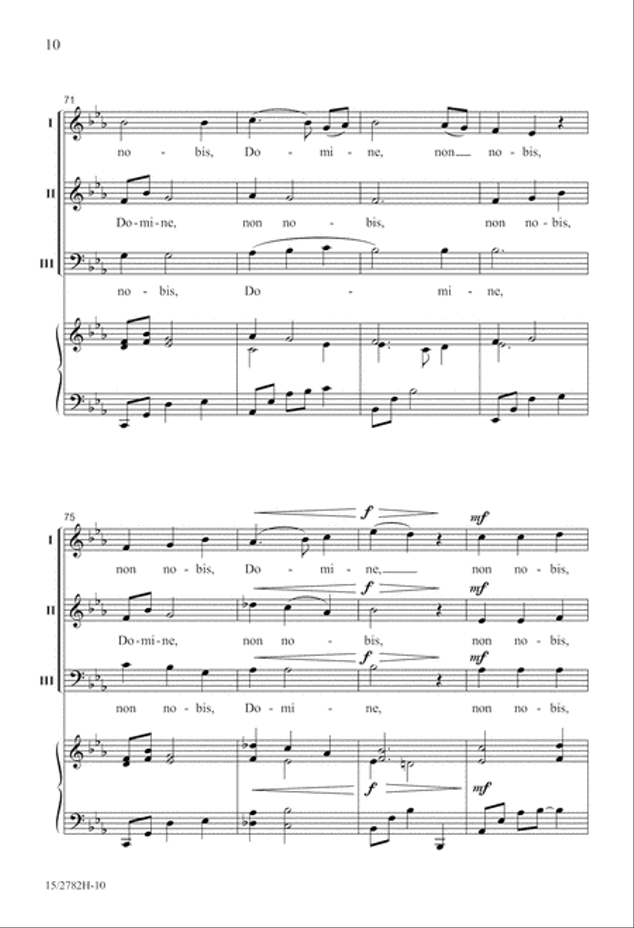 Non Nobis, Domine 3-Part scores gallery preview page 10