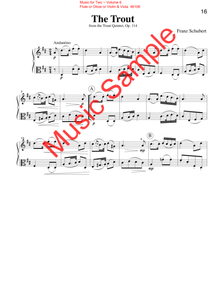 Music for Two, Volume 6 - Flute/Oboe/Violin and Viola