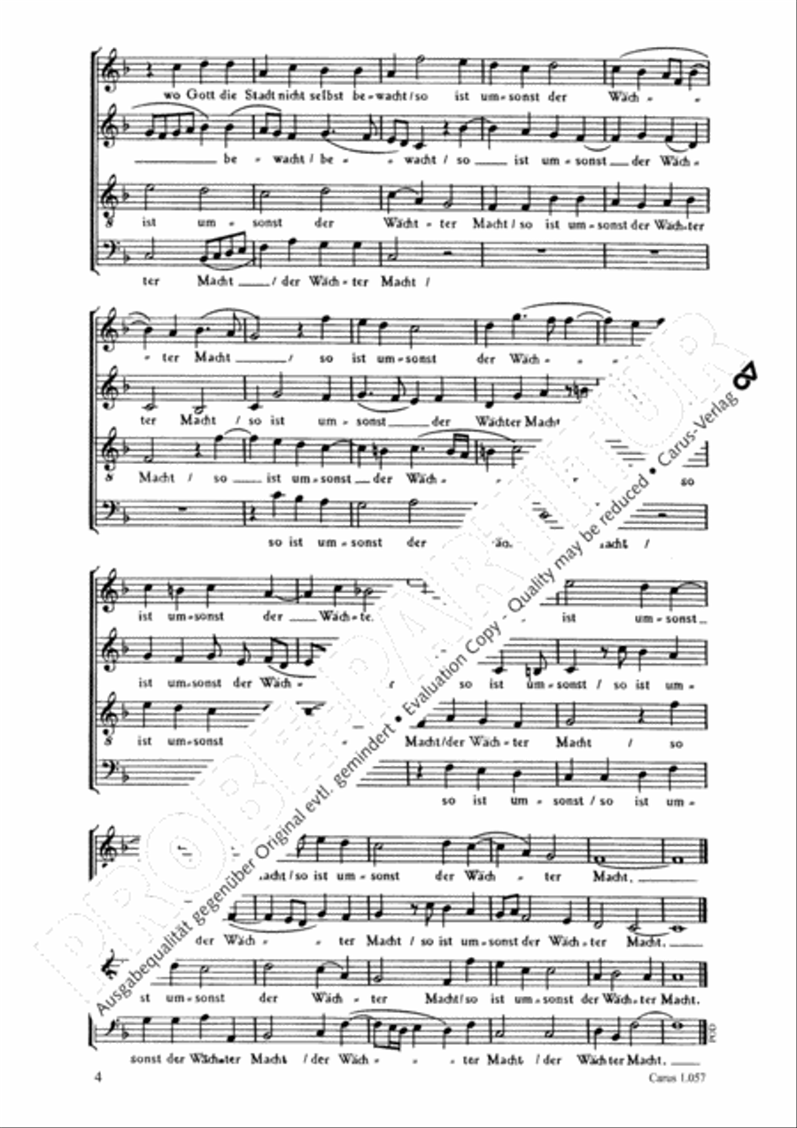 Wo Gott zum Haus nicht gibt sein Gunst 4-Part scores gallery preview page 5