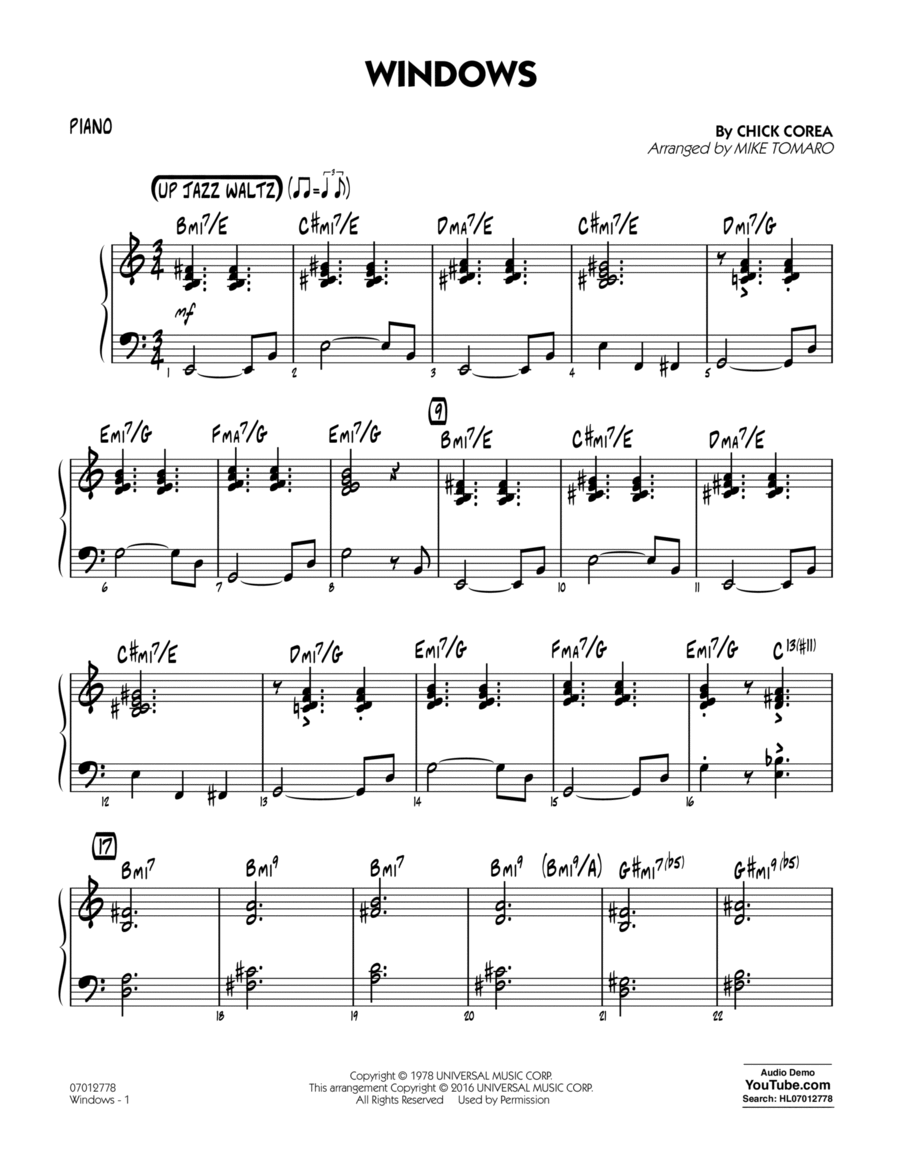 Windows - Piano by Chick Corea Piano - Digital Sheet Music