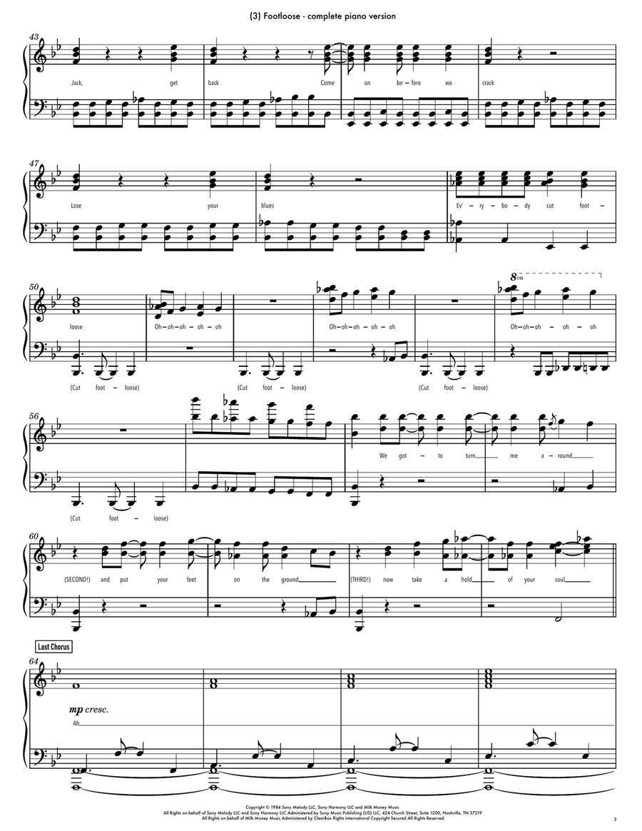 Footloose Piano Solo scores gallery preview page 3