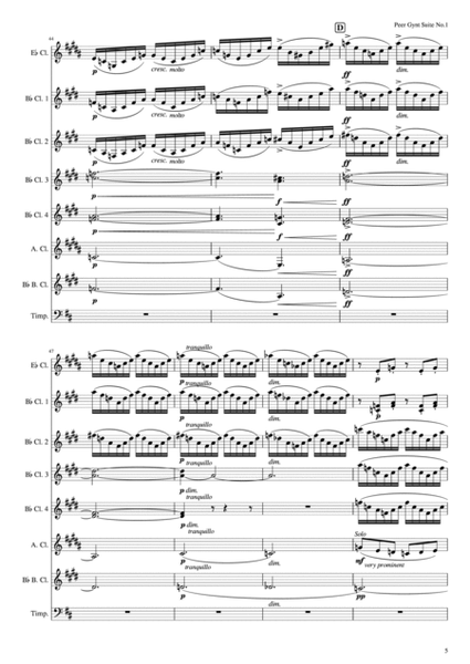Peer Gynt Suite No.1 for Clarinet Choir