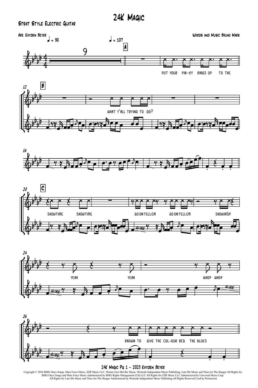 24k Magic - Score Only 24k Magic - Score Only Jazz Ensemble scores gallery preview page 1