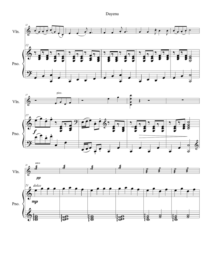 Dayenu Dayenu Violin Solo scores gallery preview page 2