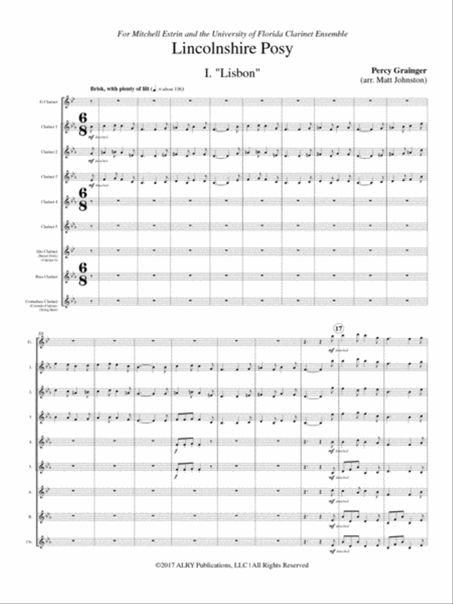 Lincolnshire Posy for Clarinet Choir Clarinet Choir scores gallery preview page 2