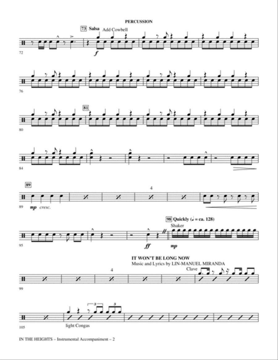 In The Heights (Choral Medley) (arr. Mac Huff) - Percussion Choir scores gallery preview page 2