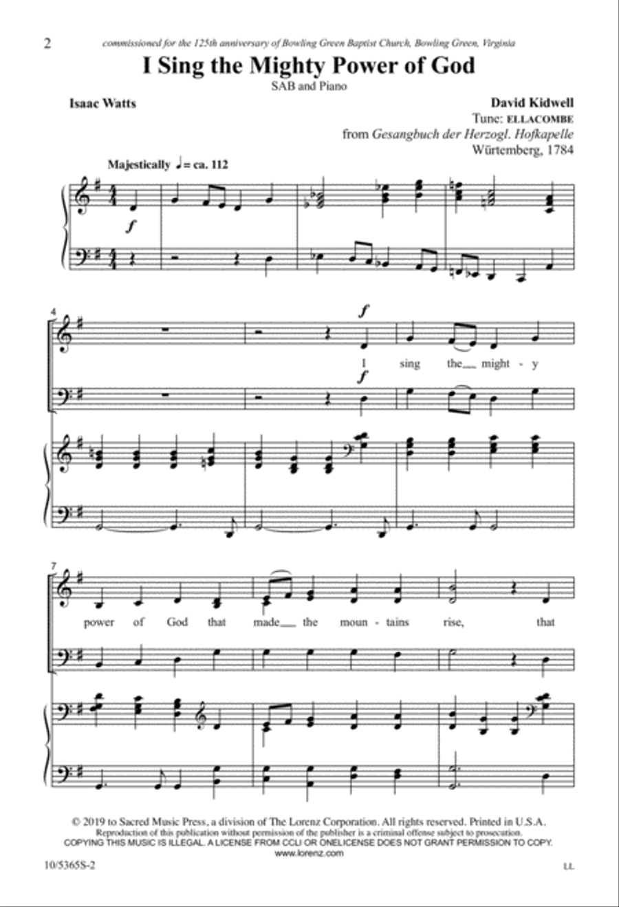I Sing the Mighty Power of God 3-Part scores gallery preview page 2