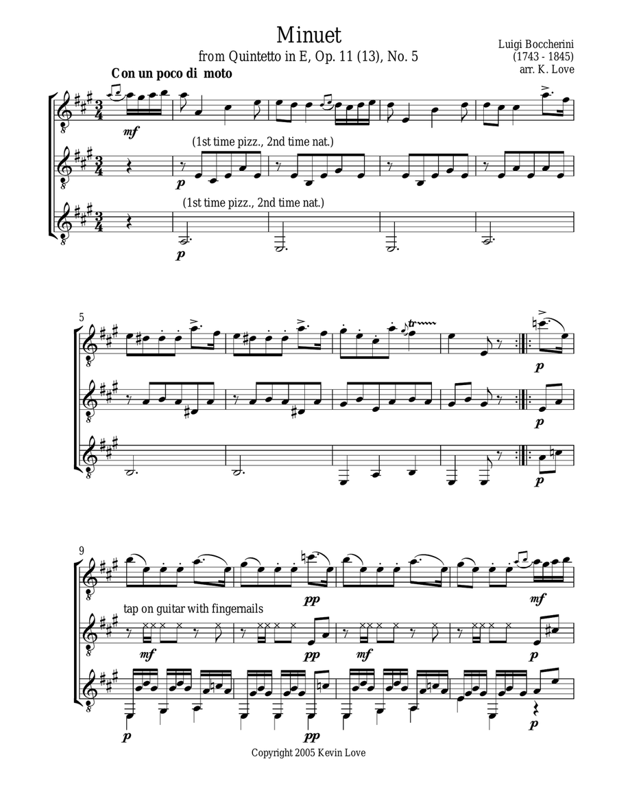 Minuet (Guitar Trio) - Score and Parts Guitar Ensemble scores gallery preview page 1