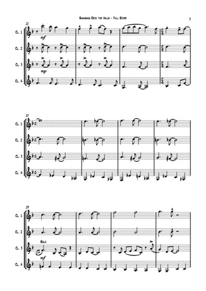 Swinging Deck the Halls - for Clarinet Quartet (4Bb) arr. Carson Yu image number null