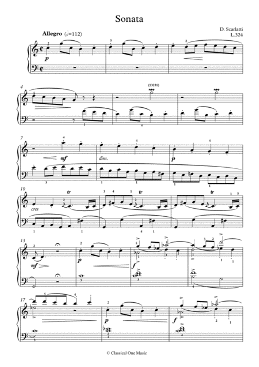 Scarlatti-Sonata in C-Major L.324 K.460(piano) Piano Solo scores gallery preview page 2