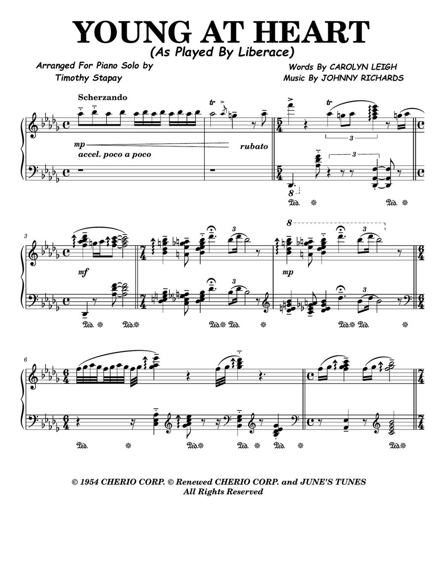 Young At Heart Piano Solo scores gallery preview page 1