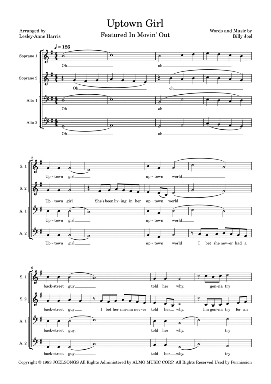 Uptown Girl SSAA scores gallery preview page 1