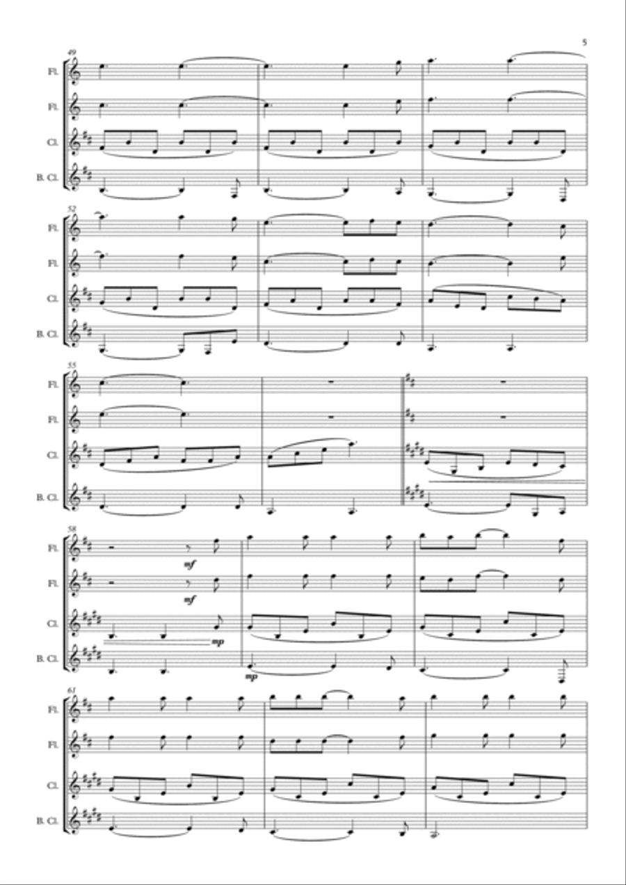 Hallelujah Hallelujah Woodwind Quartet scores gallery preview page 5