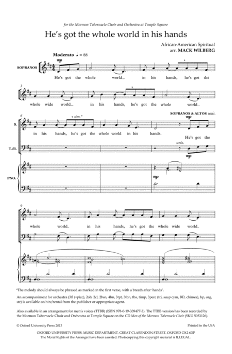 He's got the whole world in his hands TTBB scores gallery preview page 2
