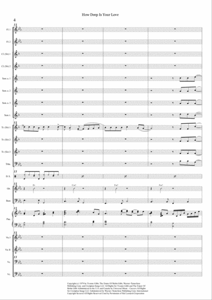 How Deep Is Your Love from the Motion Picture SATURDAY NIGHT FEVER Large Ensemble scores gallery preview page 5