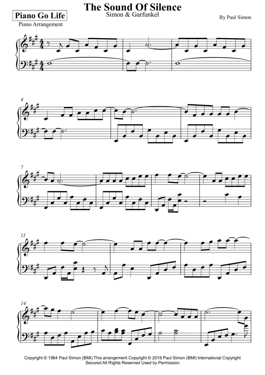 The Sound Of Silence Piano Solo scores gallery preview page 1