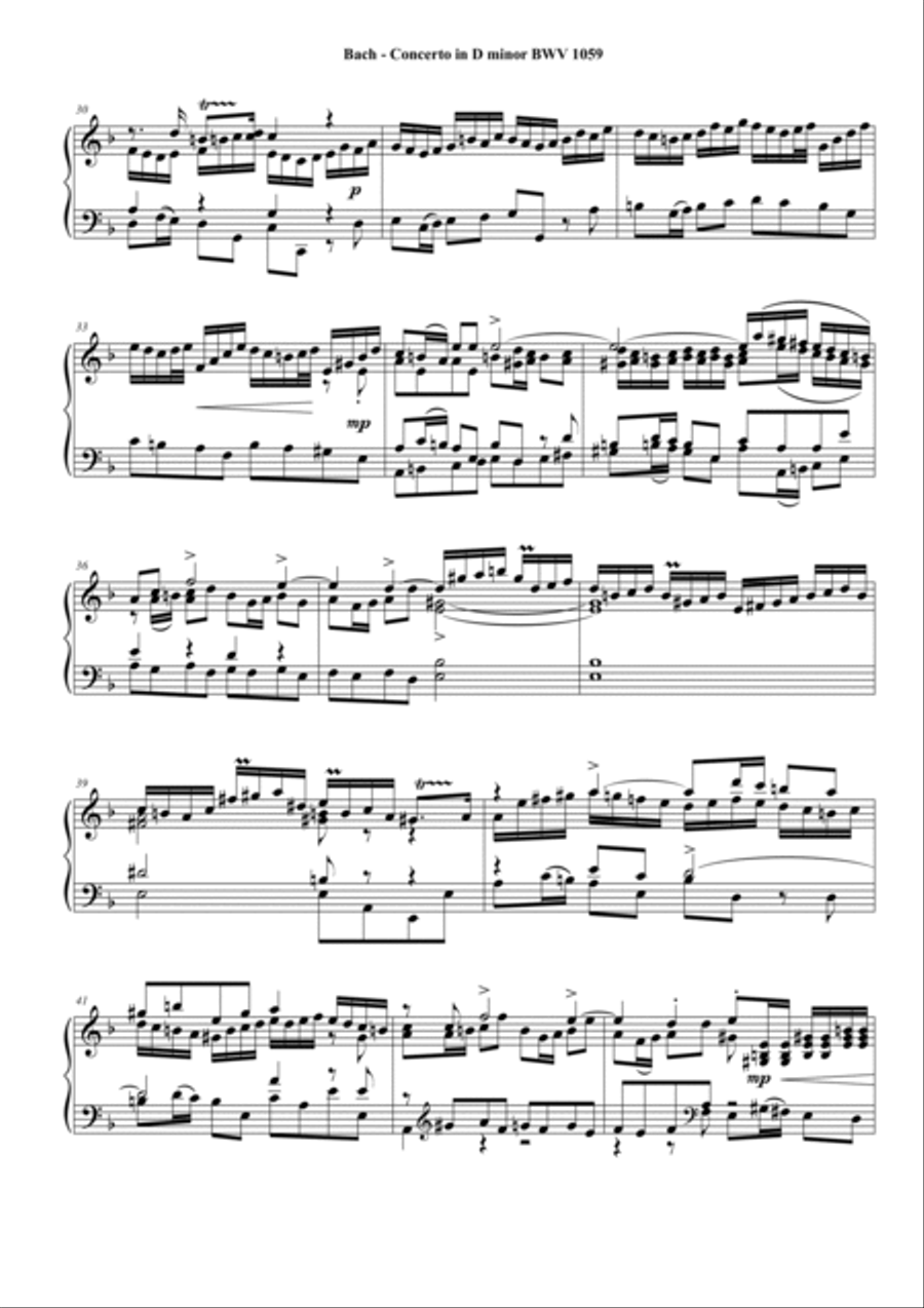 J.S.Bach - Oboe concerto in D minor BWV1059 - Complete piano version Piano Solo scores gallery preview page 3