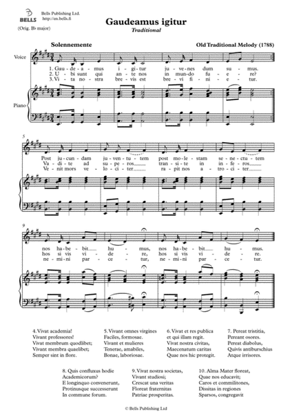 Gaudeamus igitur (Solo Song) (E Major)