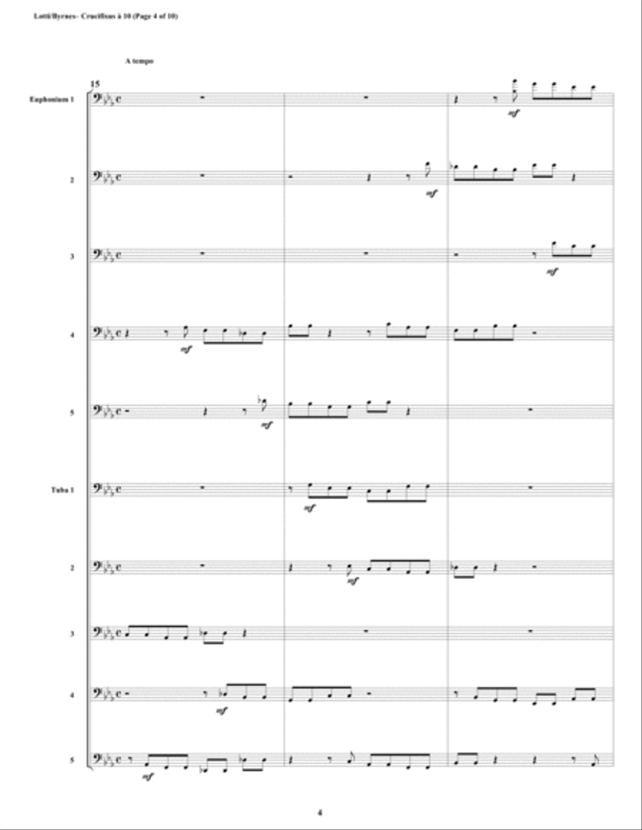 Crucifixus a 10 by Antonio Lotti (Euphonium-Tuba Choir) Crucifixus a 10 by Antonio Lotti (Euphonium-Tuba Choir) Brass Ensemble scores gallery preview page 4