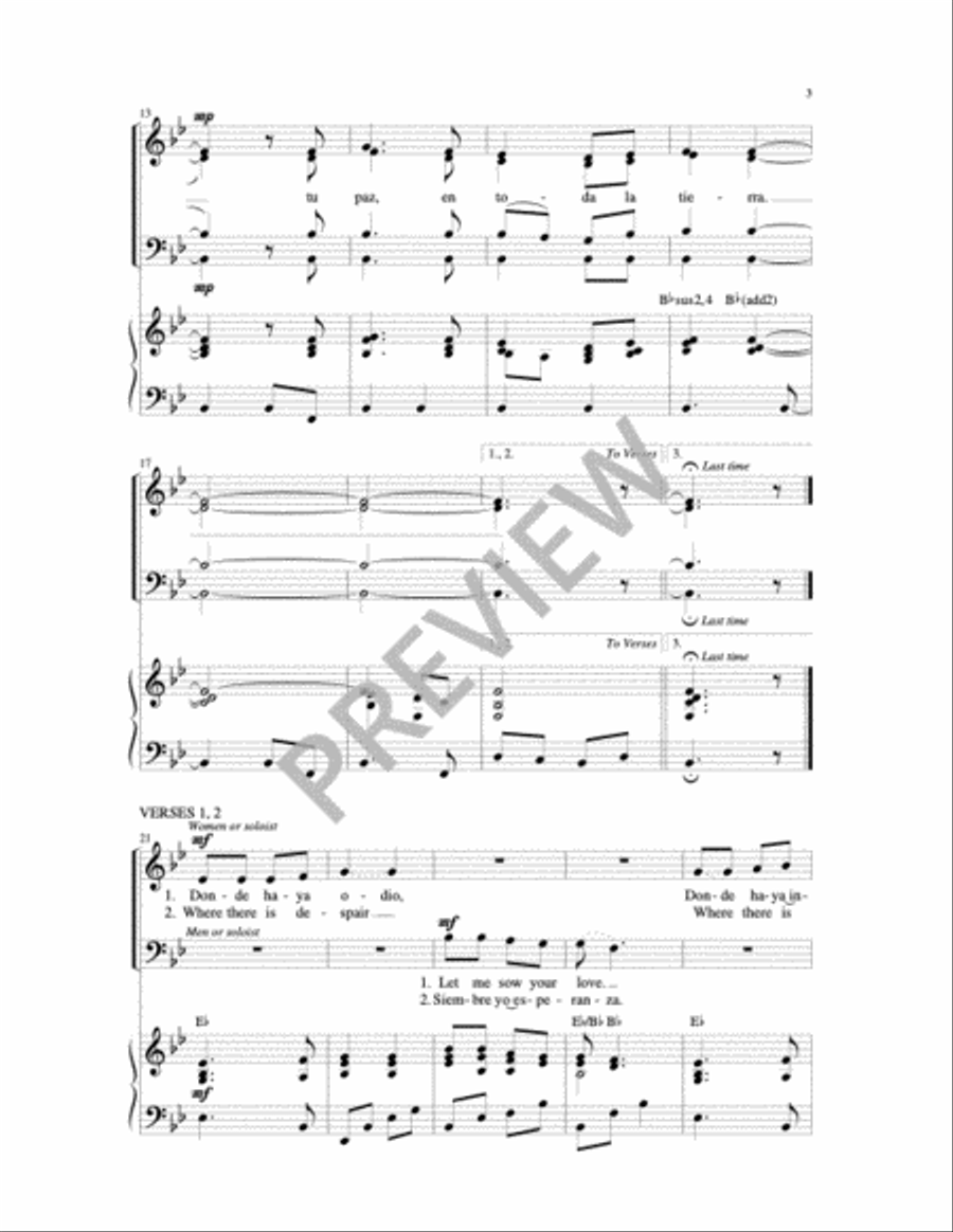 Señor, Hazme Un Instrumento de Tu Paz 4-Part scores gallery preview page 9