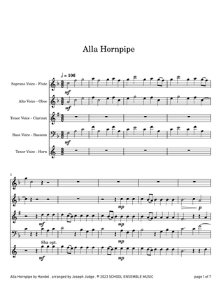 Book cover for Alla Hornpipe by Handel for Woodwind Quartet in Schools