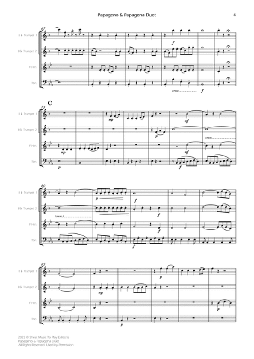 Papageno and Papagena Duet - Brass Quartet (Full Score and Parts) image number null