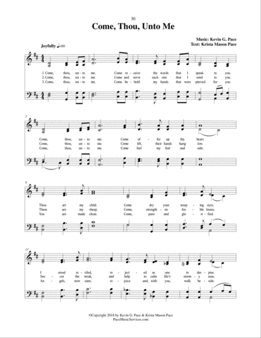 Come, Thou, Unto Me - an original hymn 4-Part scores gallery preview page 2