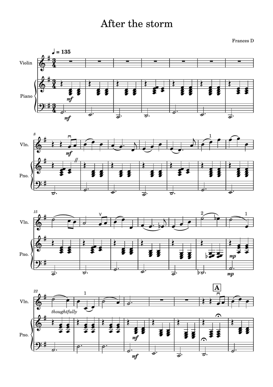 'After the storm'-Violin and piano Violin Solo scores gallery preview page 1