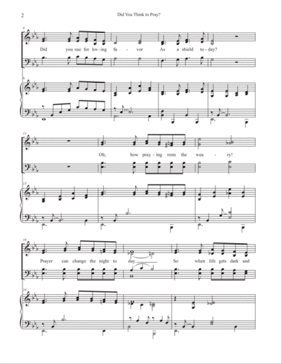 Did You Think to Pray? SATB 4-Part scores gallery preview page 2