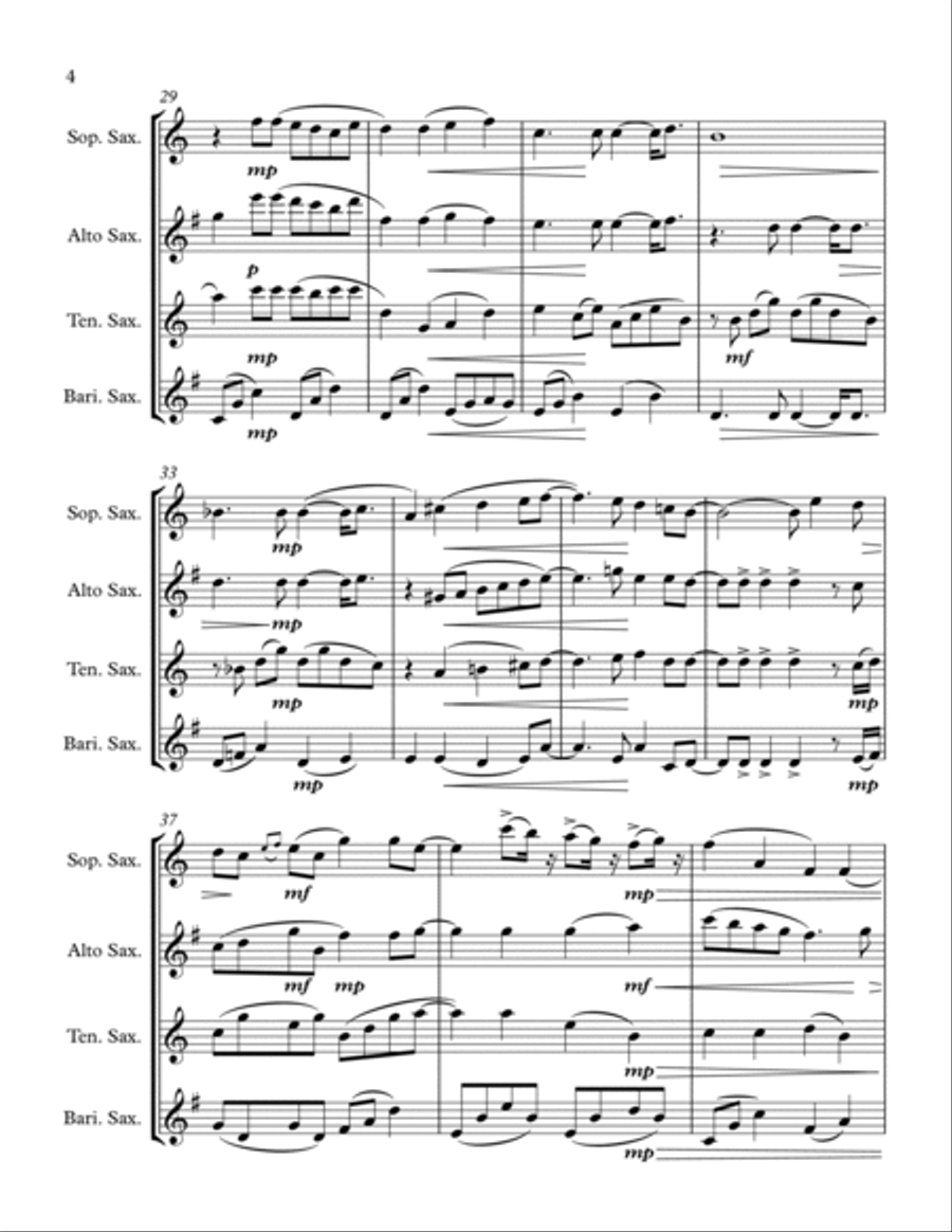 Tears In Heaven Saxophone Quartet scores gallery preview page 5