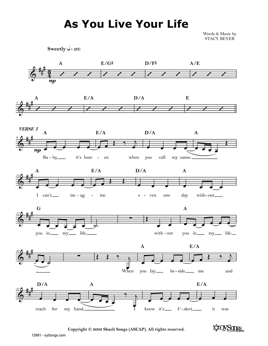 As You Live Your Life Guitar scores gallery preview page 1