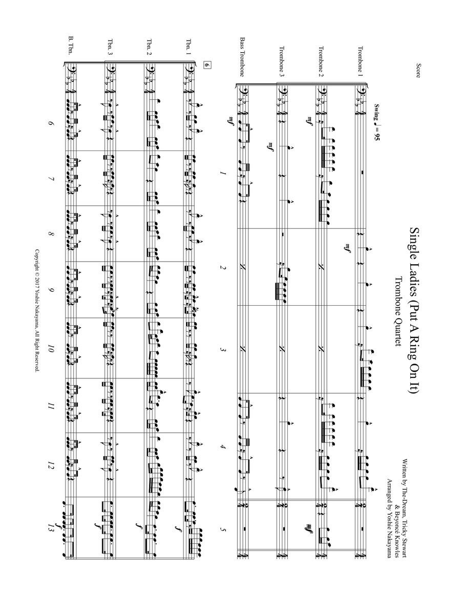 Single Ladies (Put A Ring On It) Brass Quartet scores gallery preview page 1