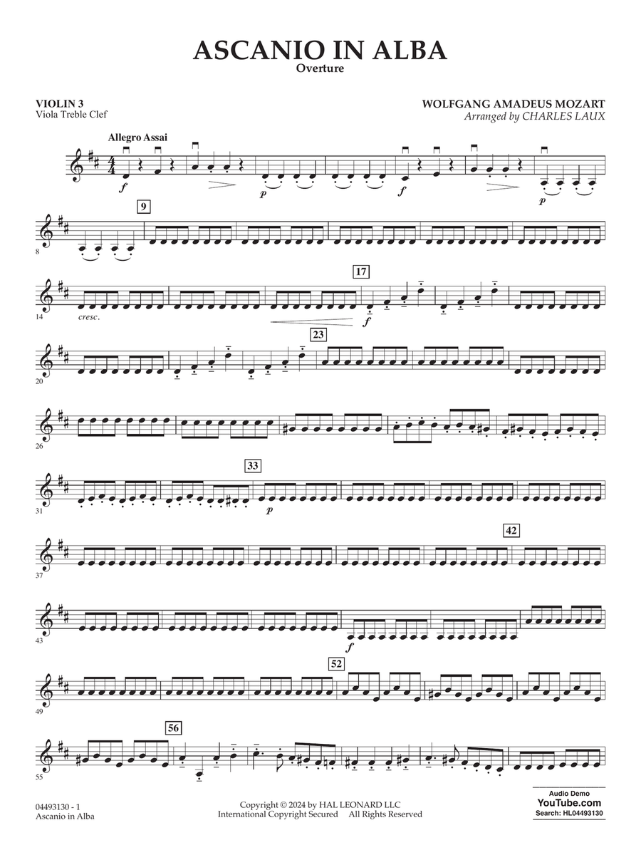 Ascanio In Alba Overture (arr. Charles Laux) - Violin 3 (Viola Treble Clef)