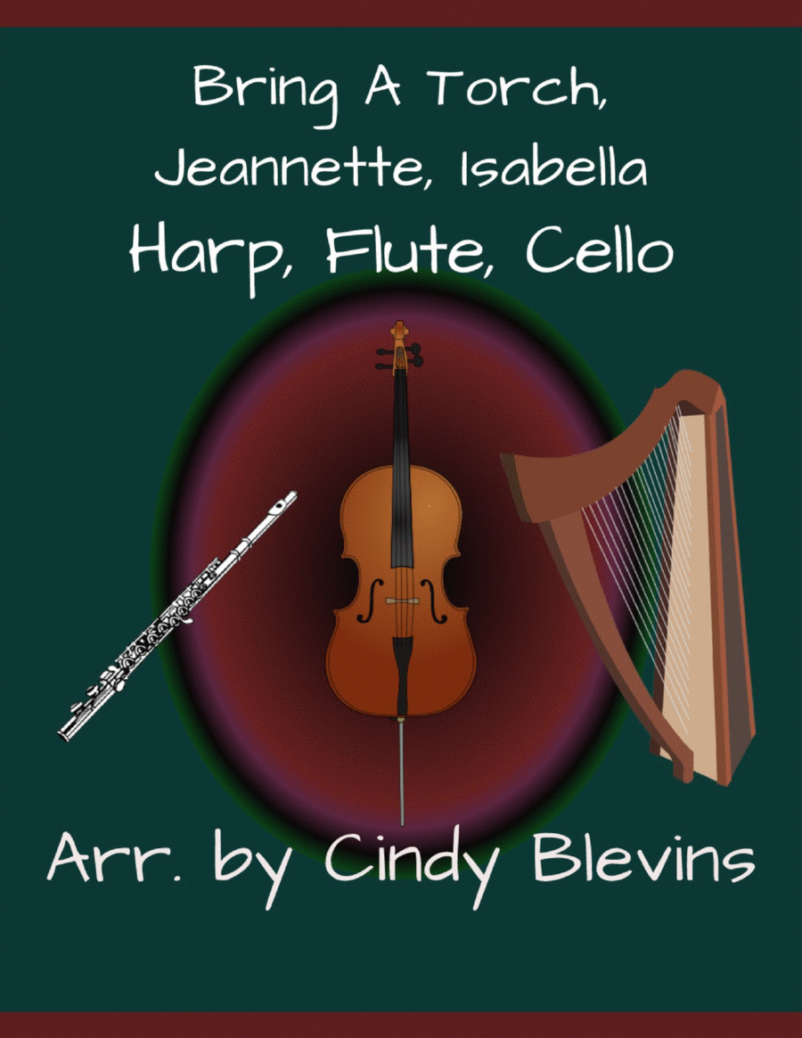 Bring A Torch, Jeannette, Isabella, for Harp, Flute and Cello Flute scores gallery preview page 1
