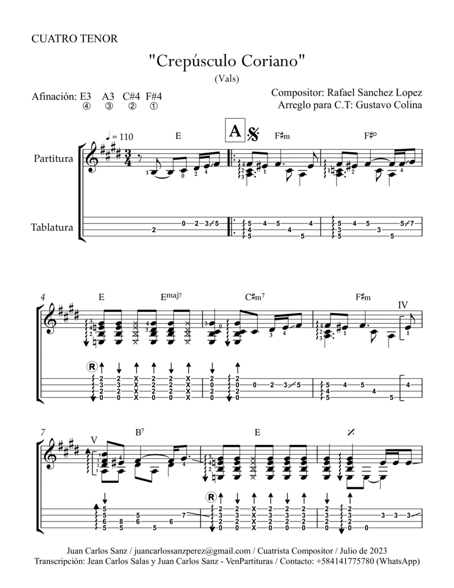 Crepusculo Coriano Ukulele scores gallery preview page 1