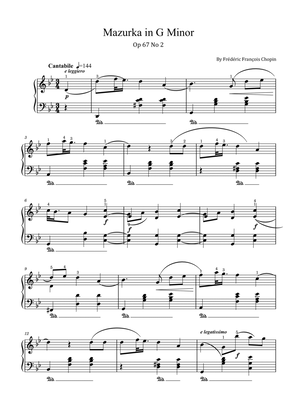 Chopin - Mazurka in G Minor Op.67 No. 2 - Original With Fingered