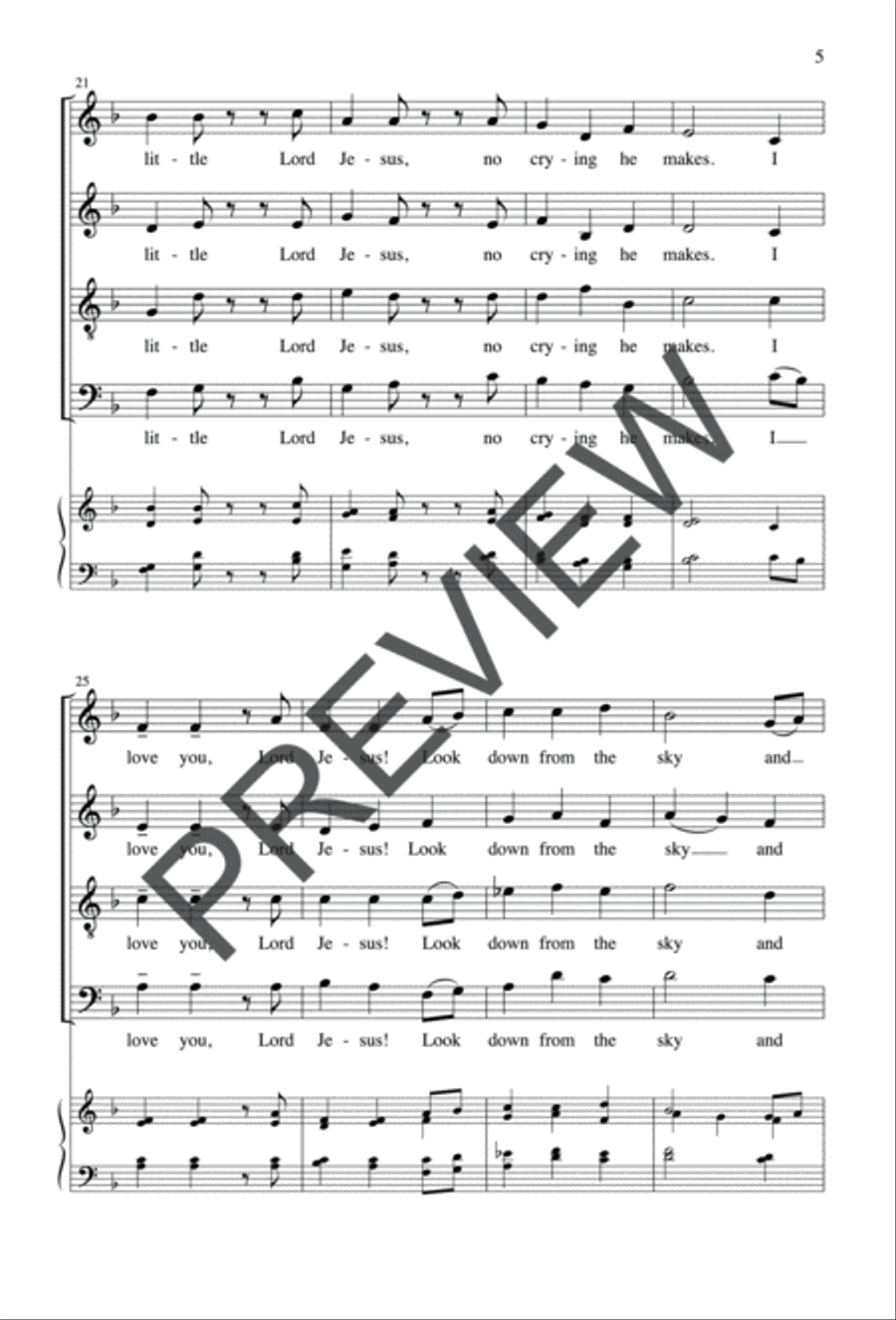 Away in a Manger 4-Part scores gallery preview page 5