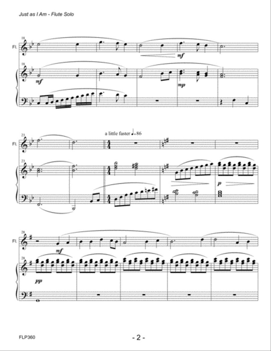 JUST AS I AM - FLUTE SOLO with Piano Accompaniment Flute Solo scores gallery preview page 2