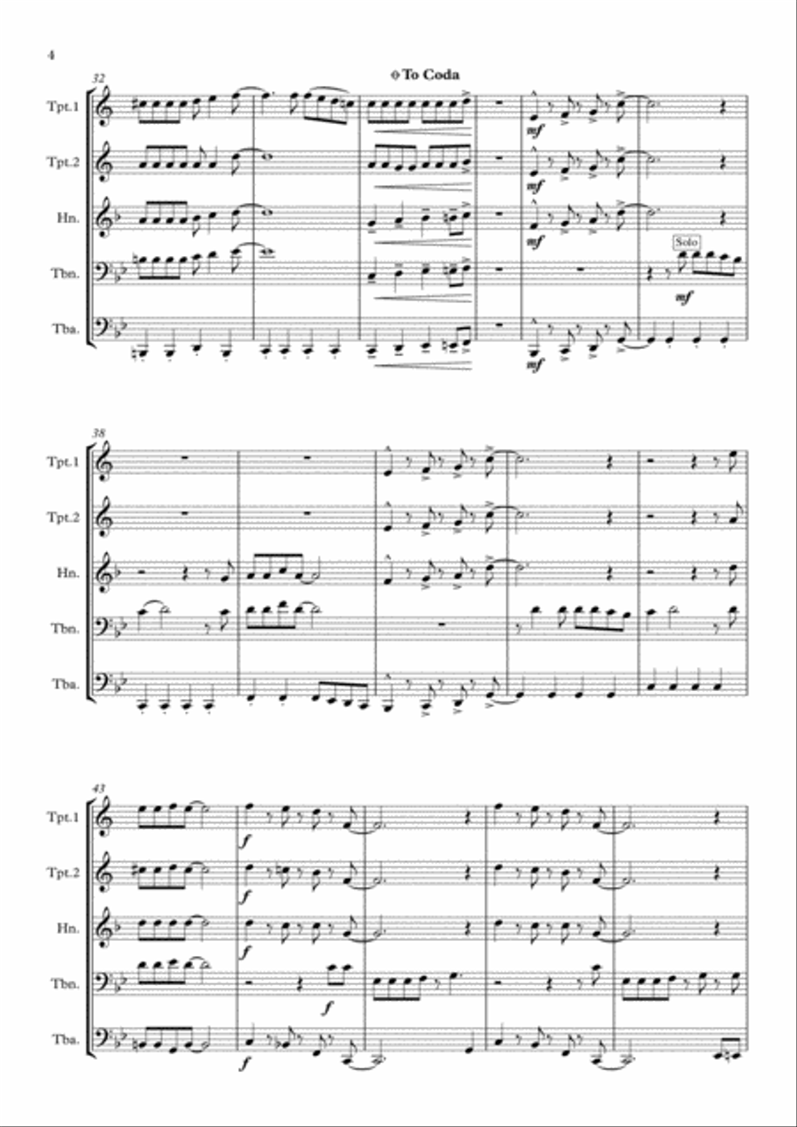 Don't Stop Me Now Brass Quintet scores gallery preview page 4