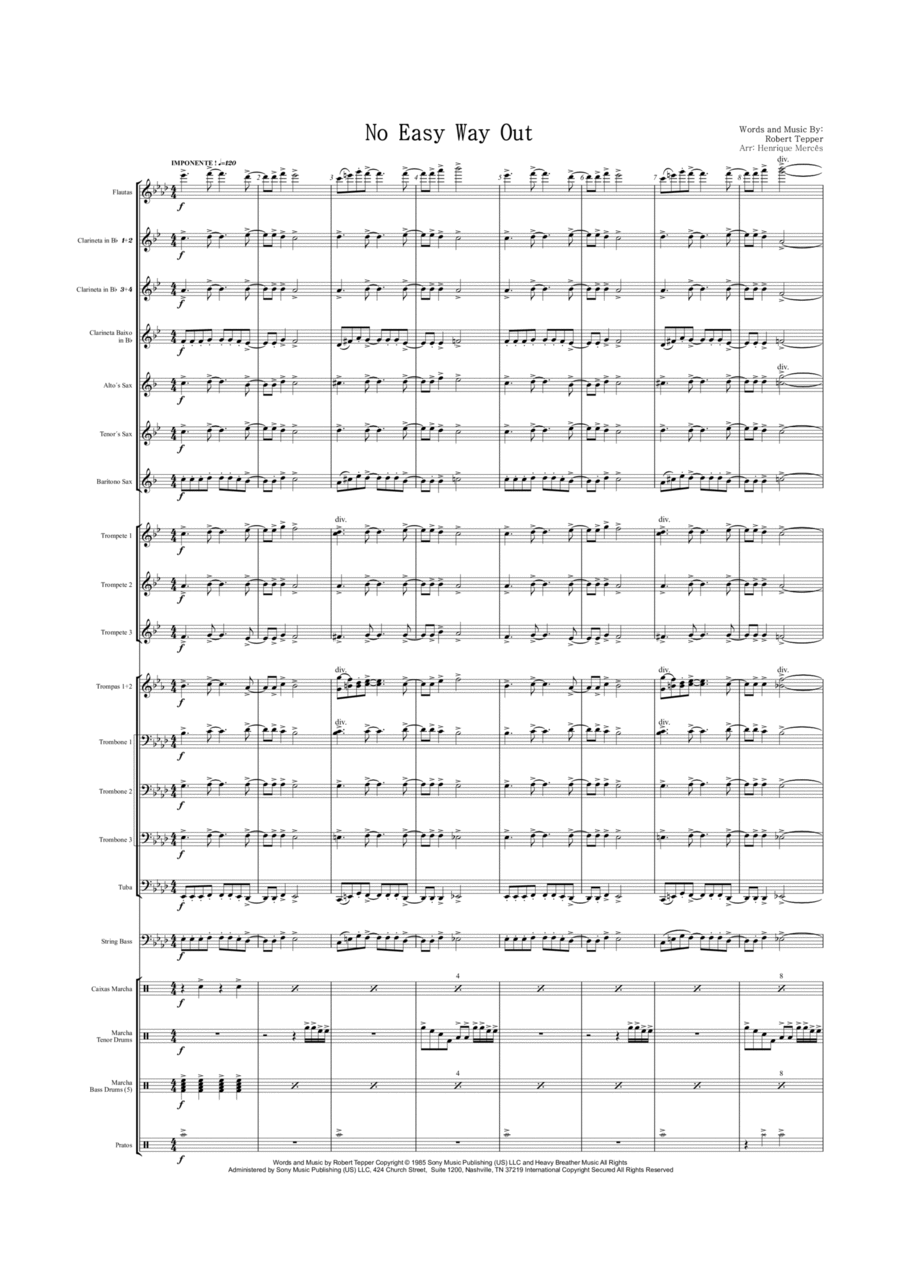 No Easy Way Out Marching Band scores gallery preview page 1