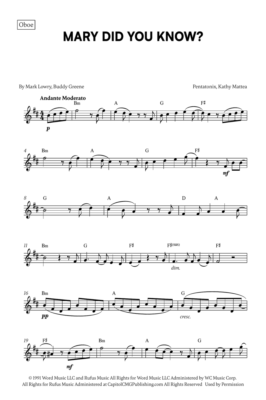 Mary, Did You Know? Woodwind Duet scores gallery preview page 4