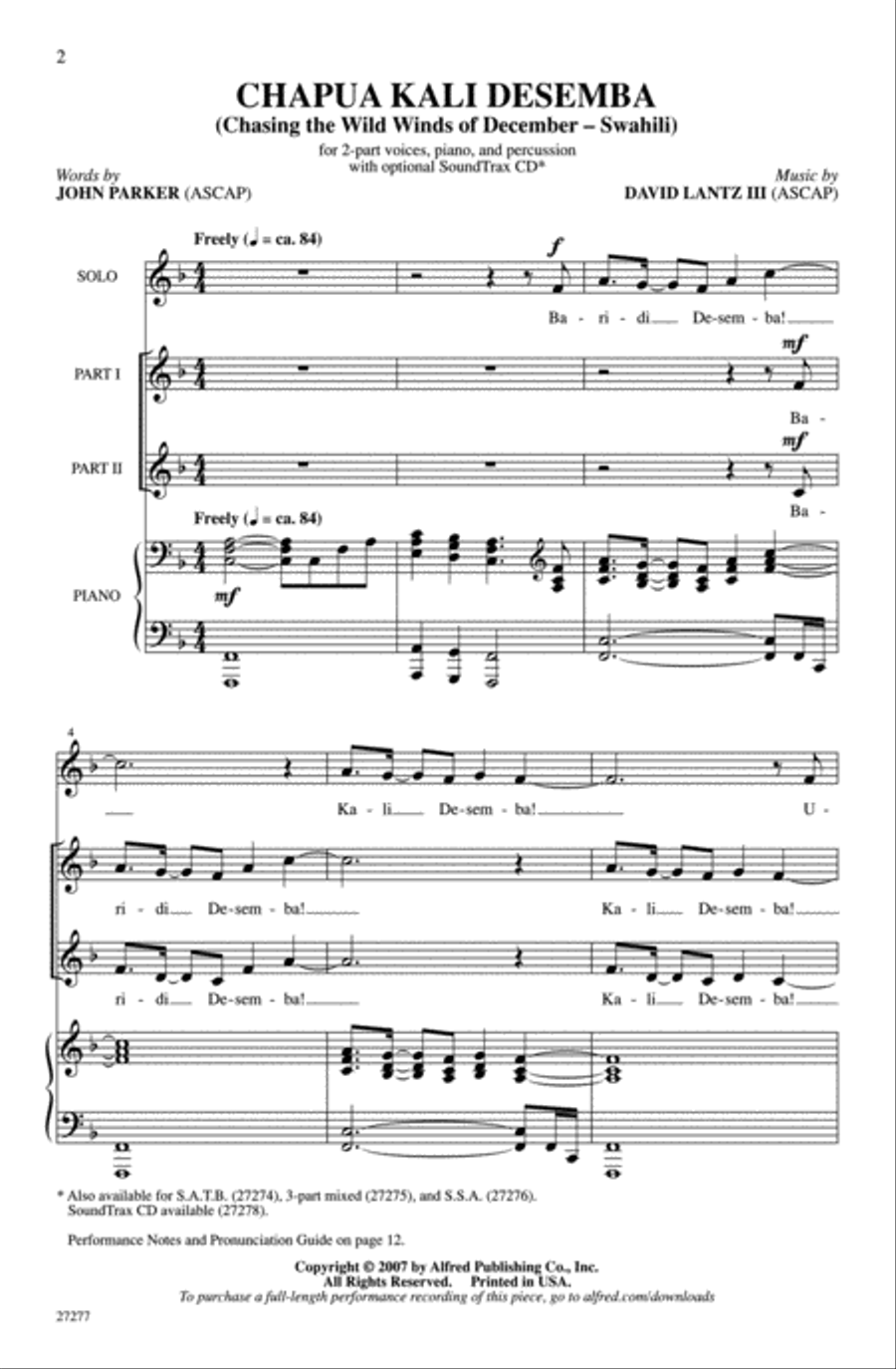 Chapua Kali Desemba (Chasing the Wild Winds of December - Swahili) 2-Part scores gallery preview page 2