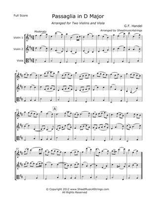 Book cover for Handel, G. - Passaglia for Two Violins and Cello