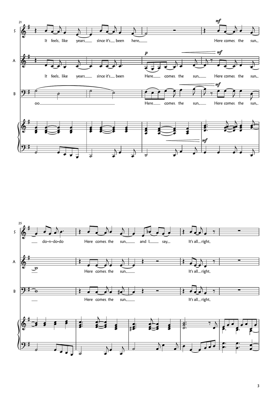 Here Comes The Sun Here Comes The Sun 3-Part scores gallery preview page 3