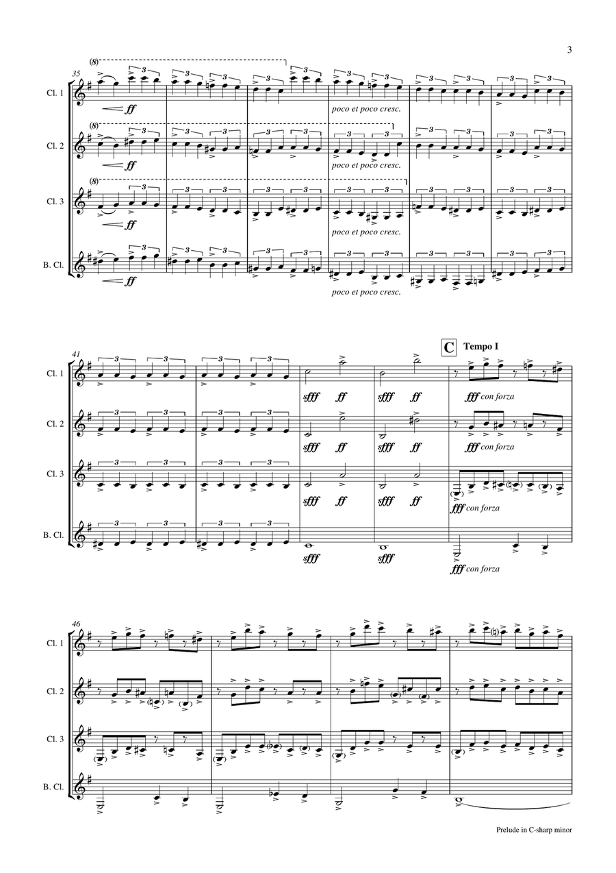 Prelude in C-sharp minor (Rachmaninoff) - Clarinet Quartet Clarinet Quartet scores gallery preview page 6